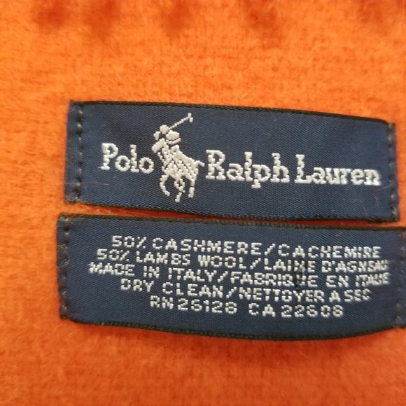 Womens Ralph Lauren Polo Orange Cashmere Wool Scarf  Italy - Picture 3 of 4